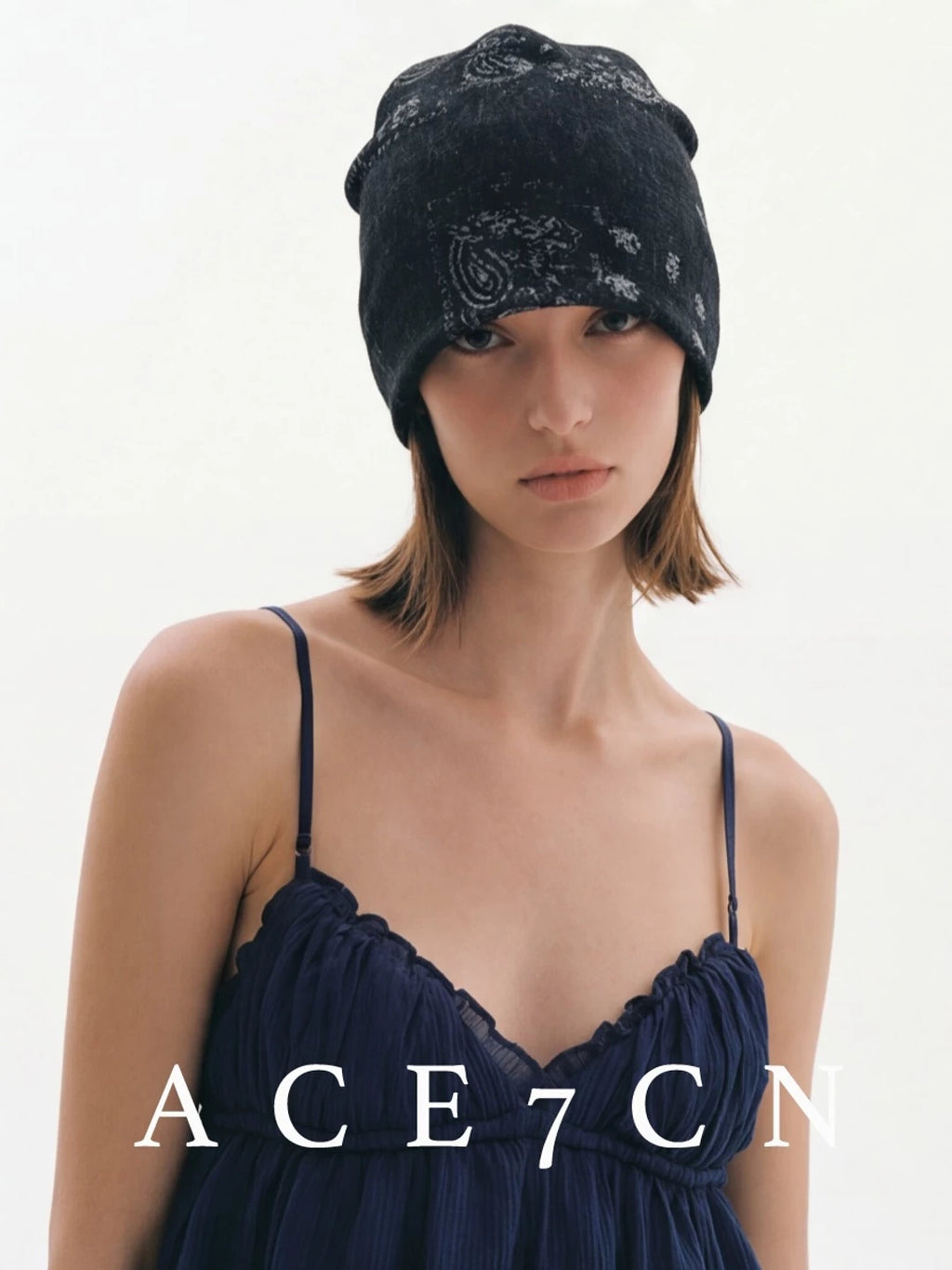 Pleated Lightweight Head Scarf Hat — ACE7CN