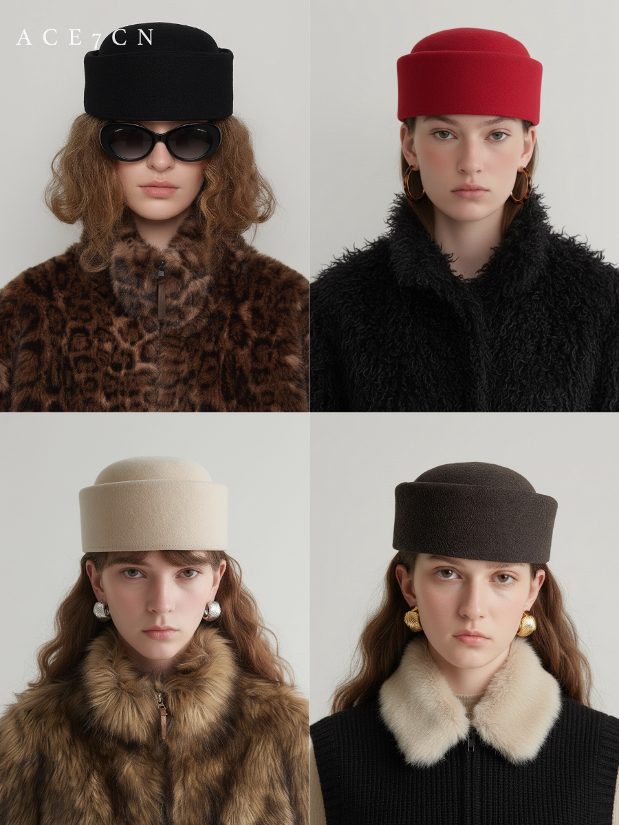 Brimless Domed Wool Pillbox Hat — ACE7CN