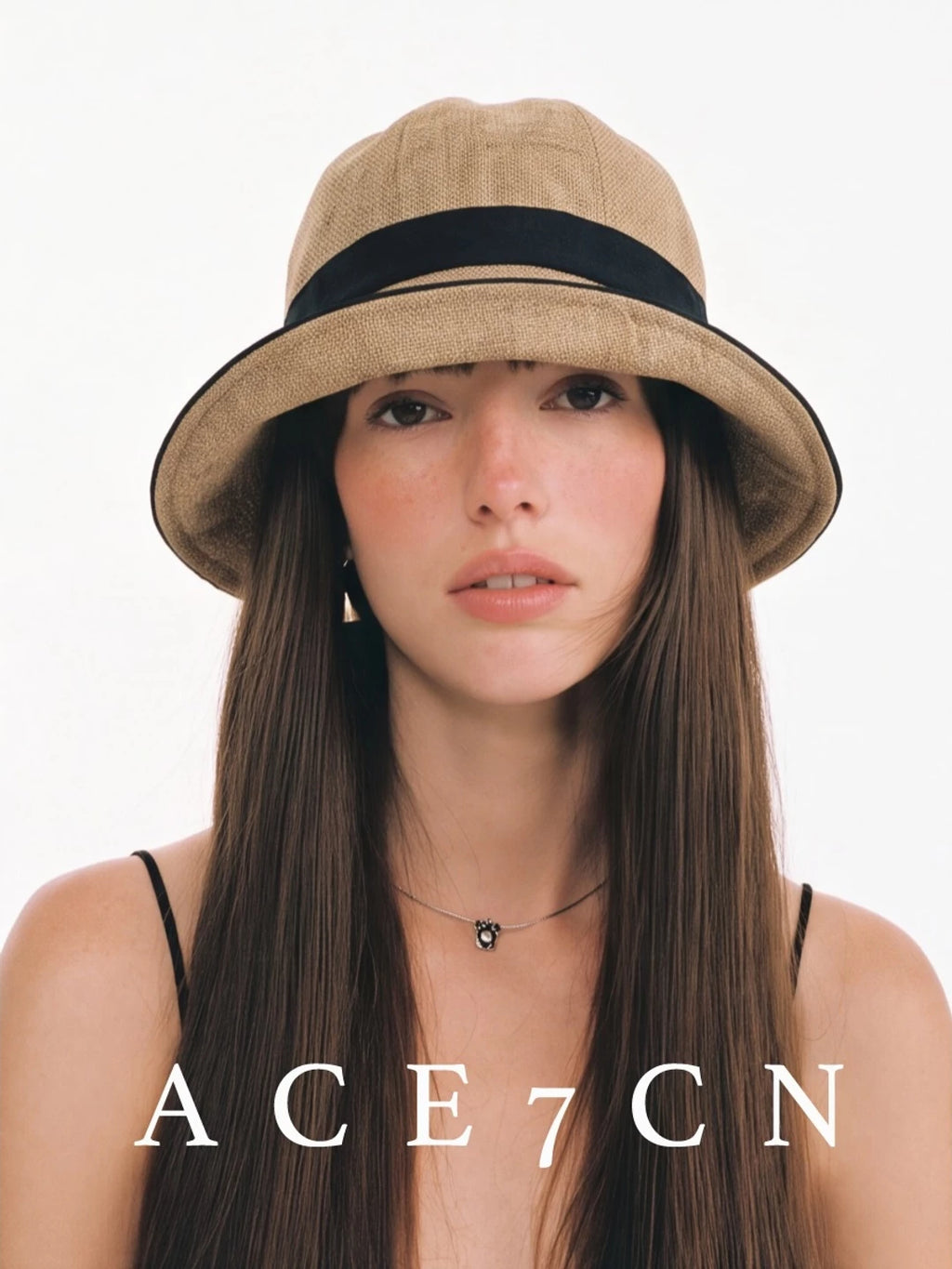Riding-Peak Faux-Linen Bucket Hat — ACE7CN