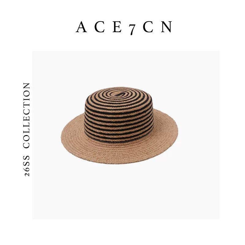 Striped Raffia Sun Hat — ACE7CN