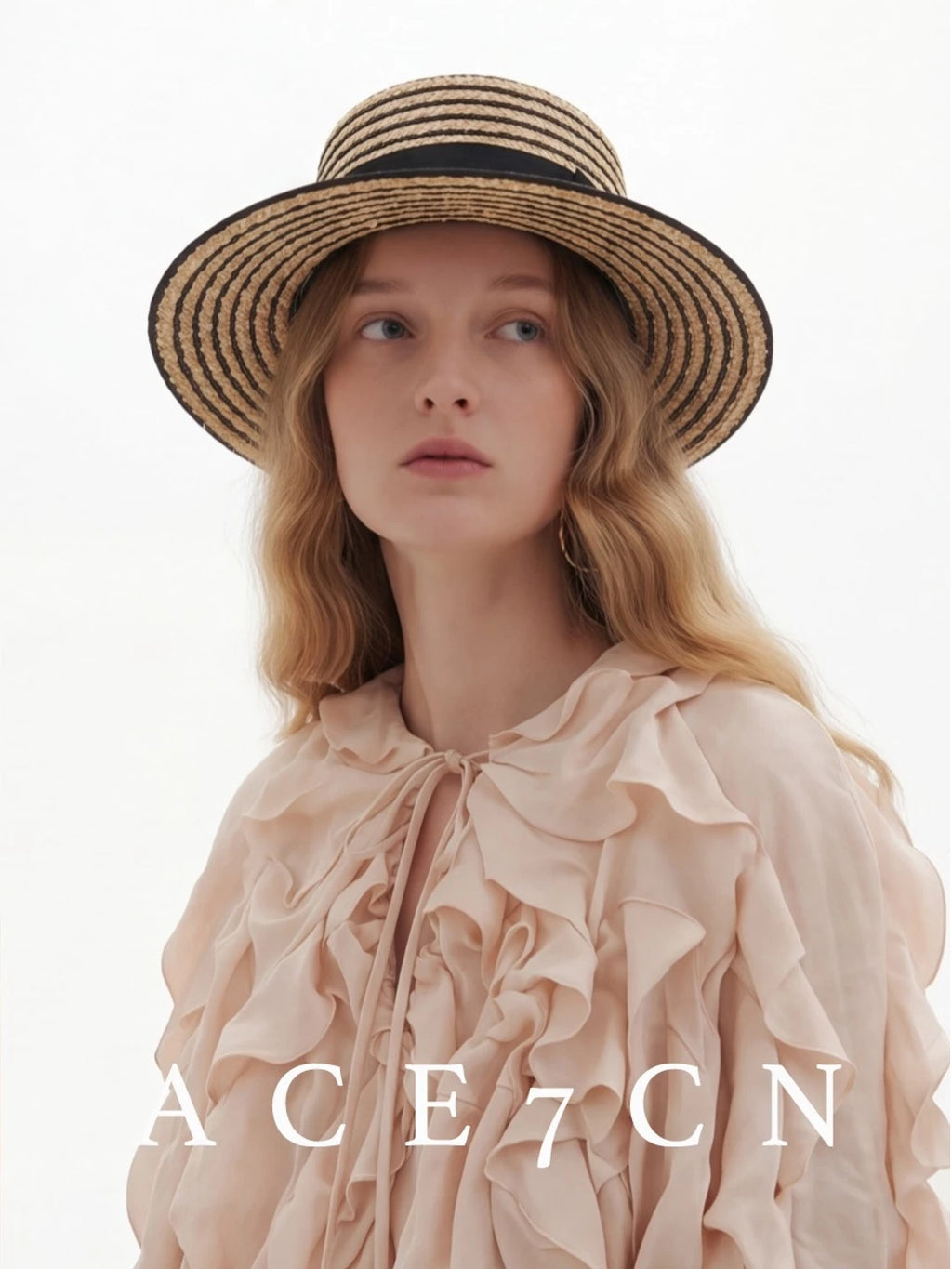 Striped Zigzag-Braid Wheat-Straw Fedora — ACE7CN