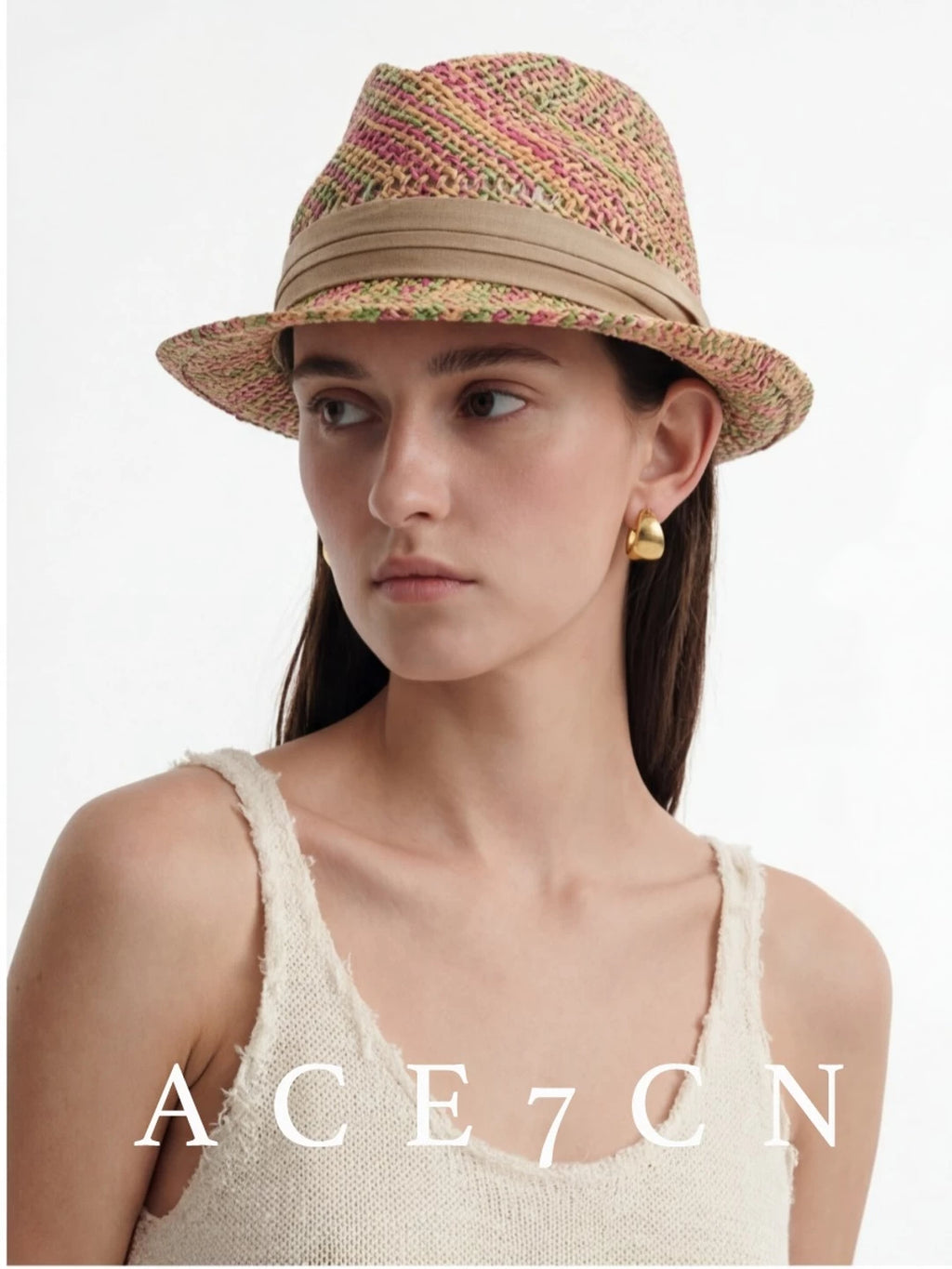 Multicolor Straw Western Fedora — ACE7CN