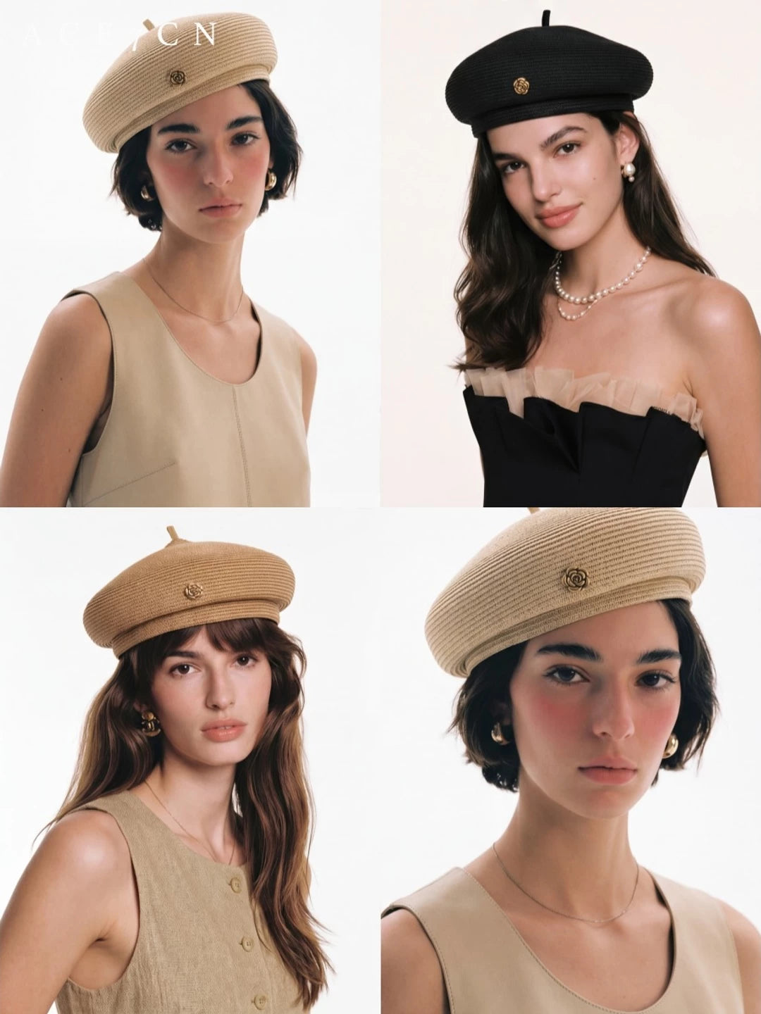 Camellia Sculpted Straw Pillbox Hat — ACE7CN