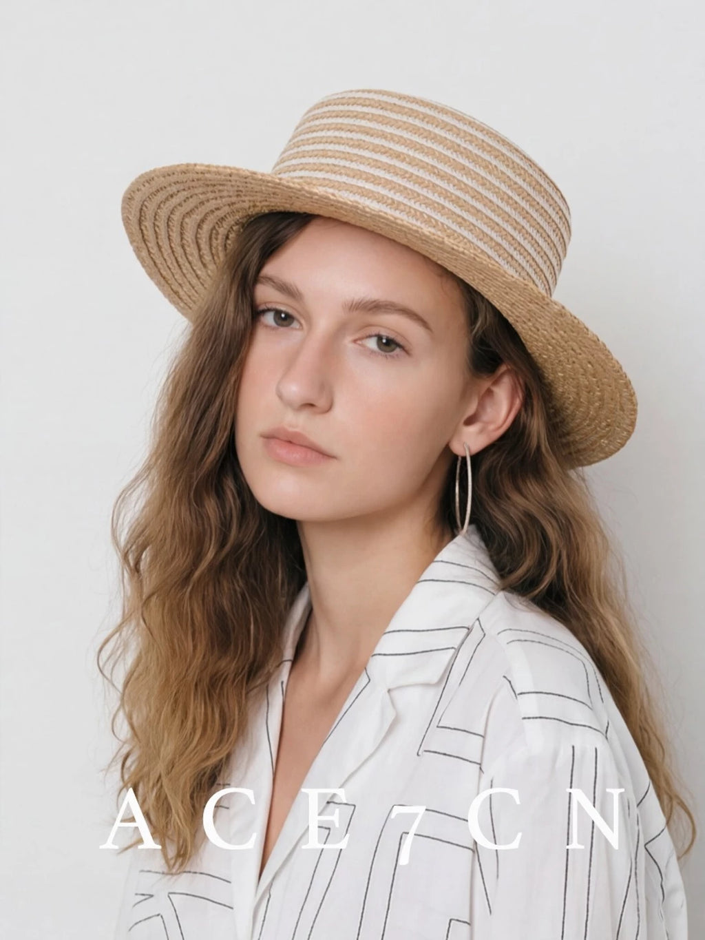 Striped Raffia Sun Hat — ACE7CN