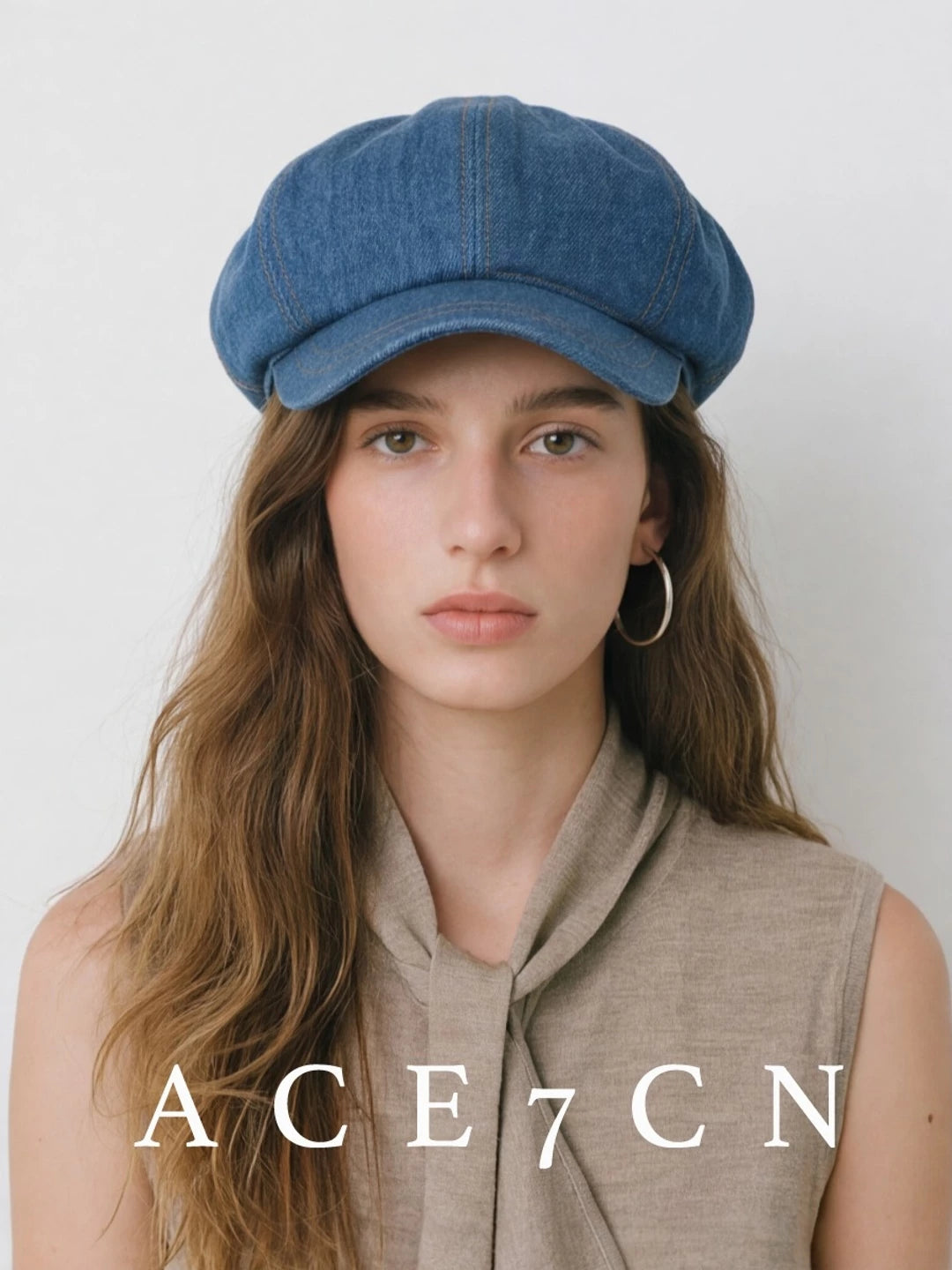 Denim Octagonal Newsboy Cap — ACE7CN