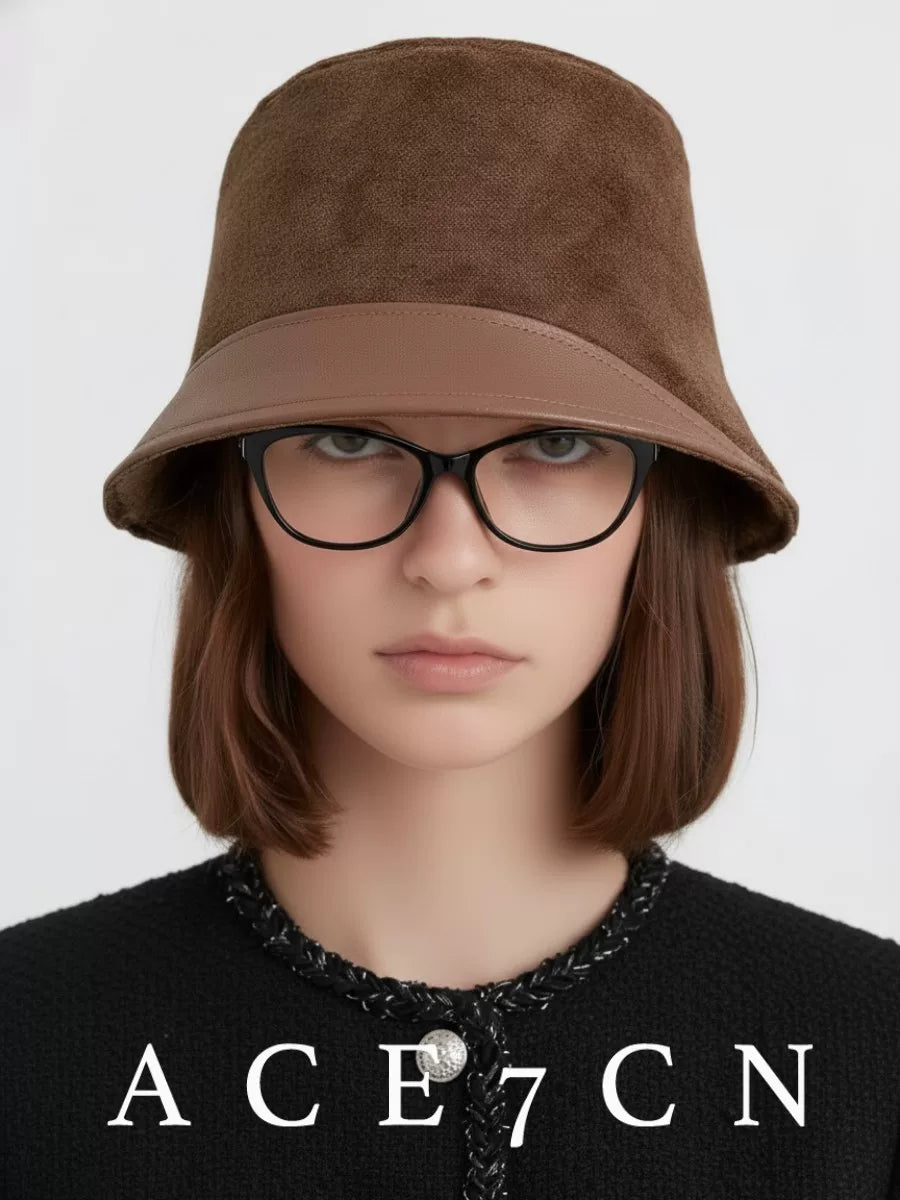British Vintage Suede Bucket Hat Premium Women