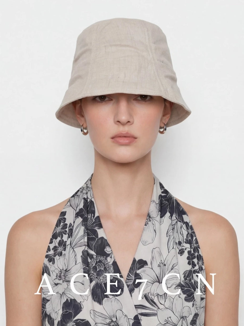 Hand-Pleated Cotton Bucket Hat — ACE7CN