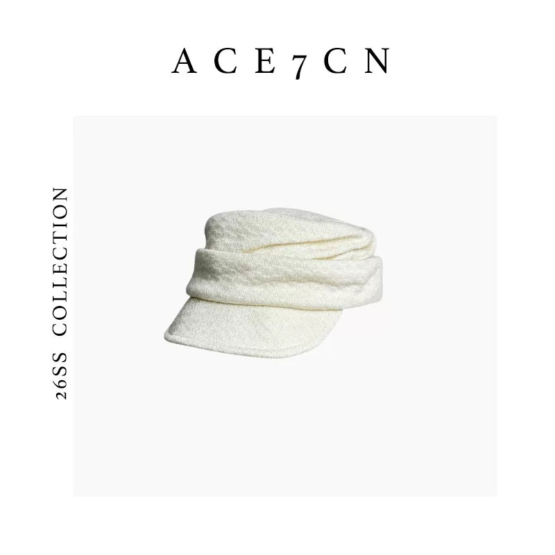 Pleated Flat-Top Equestrian Cap — ACE7CN