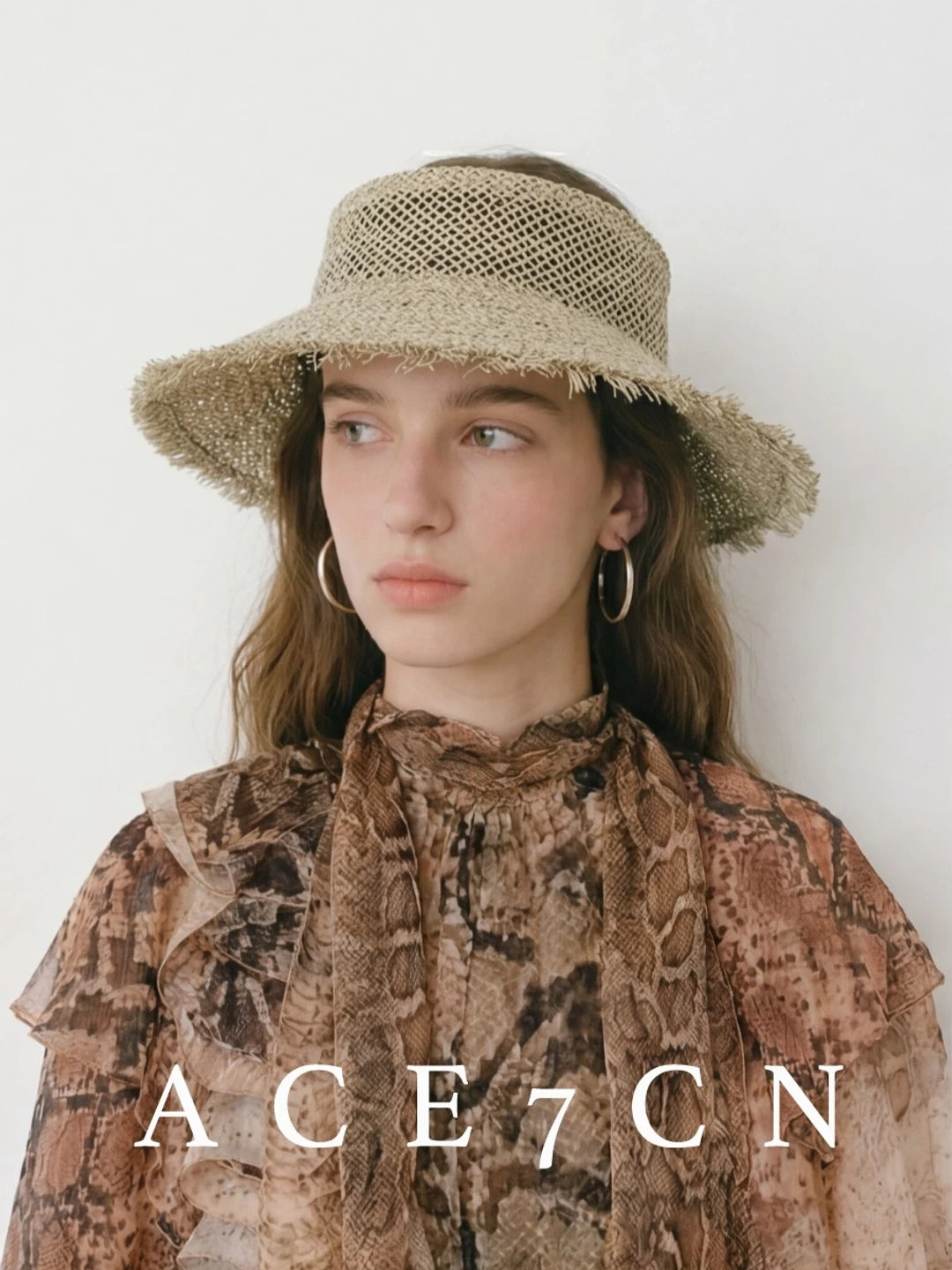 Openwork Straw Headband Visor — ACE7CN
