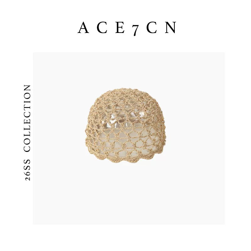 Beaded Petal-Brim Crochet Hat — ACE7CN
