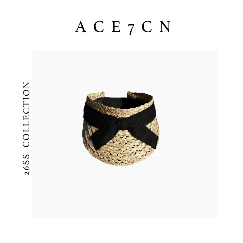 Bow-Detail Straw Visor — ACE7CN