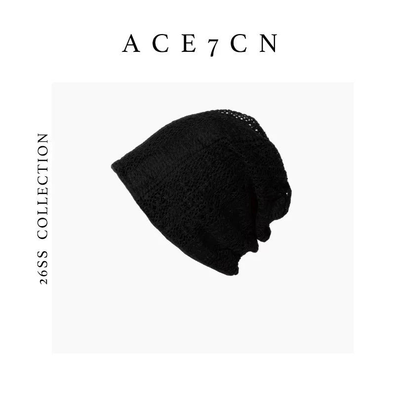 Striped Openwork Knit Slouch Beanie — ACE7CN