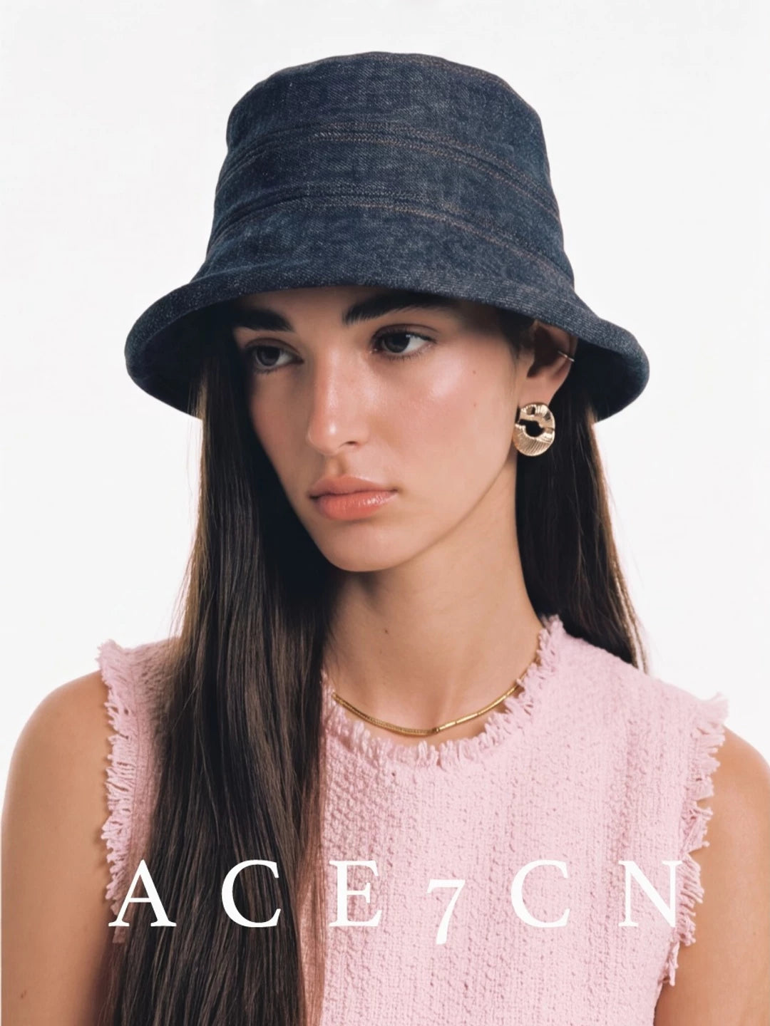 Japanese Niche Denim Bucket Hat Urban Casual Bow