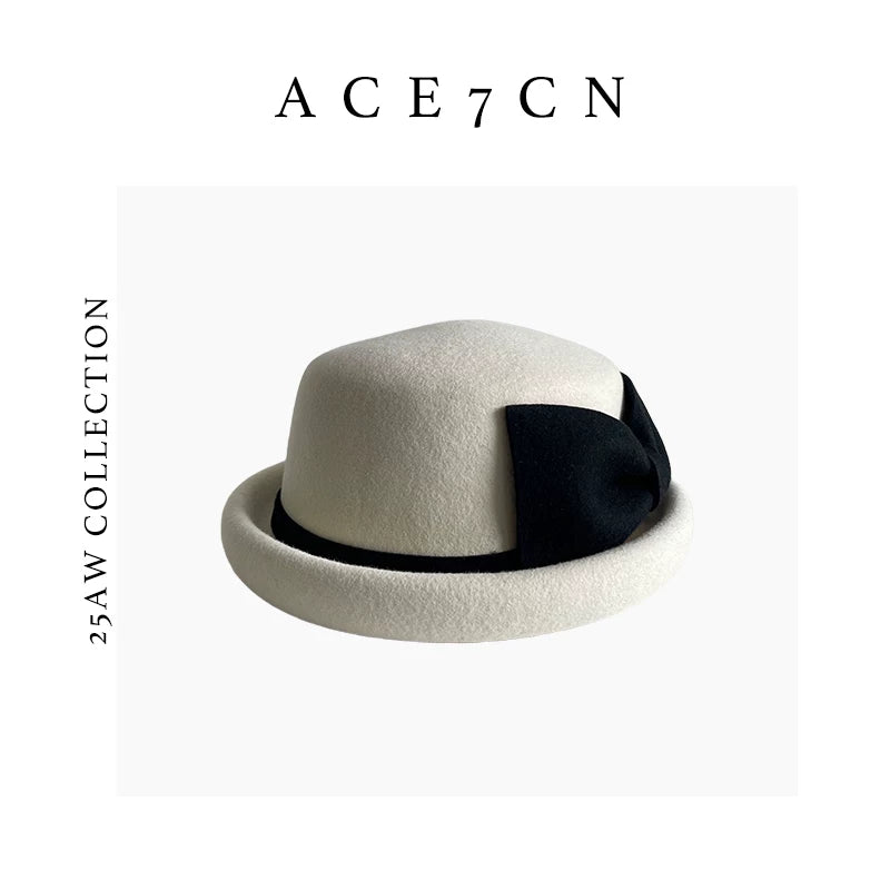 Bow-Detail Wool Fedora — ACE7CN
