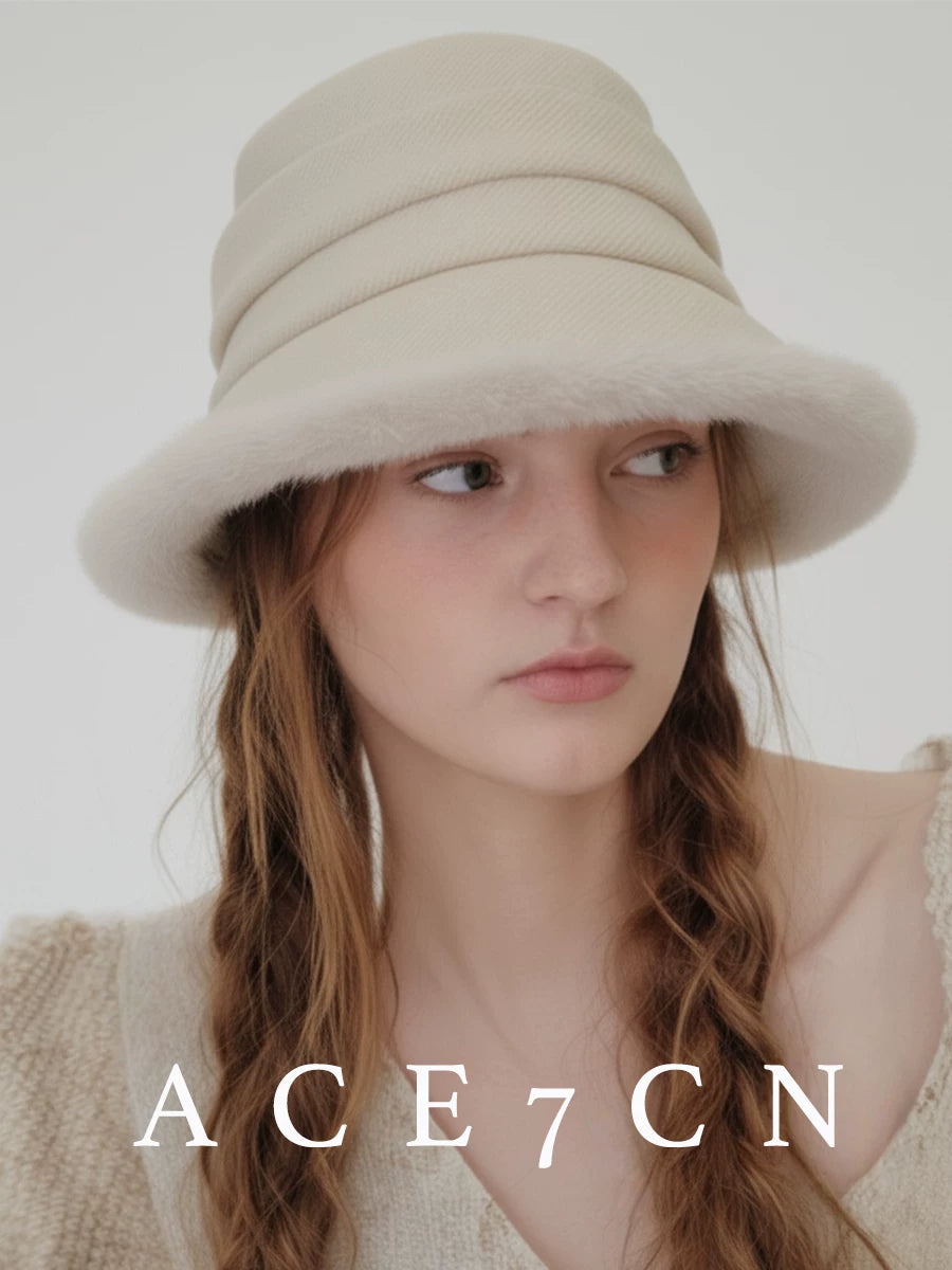 Shearling-Effect Cloche Bucket Hat — ACE7CN