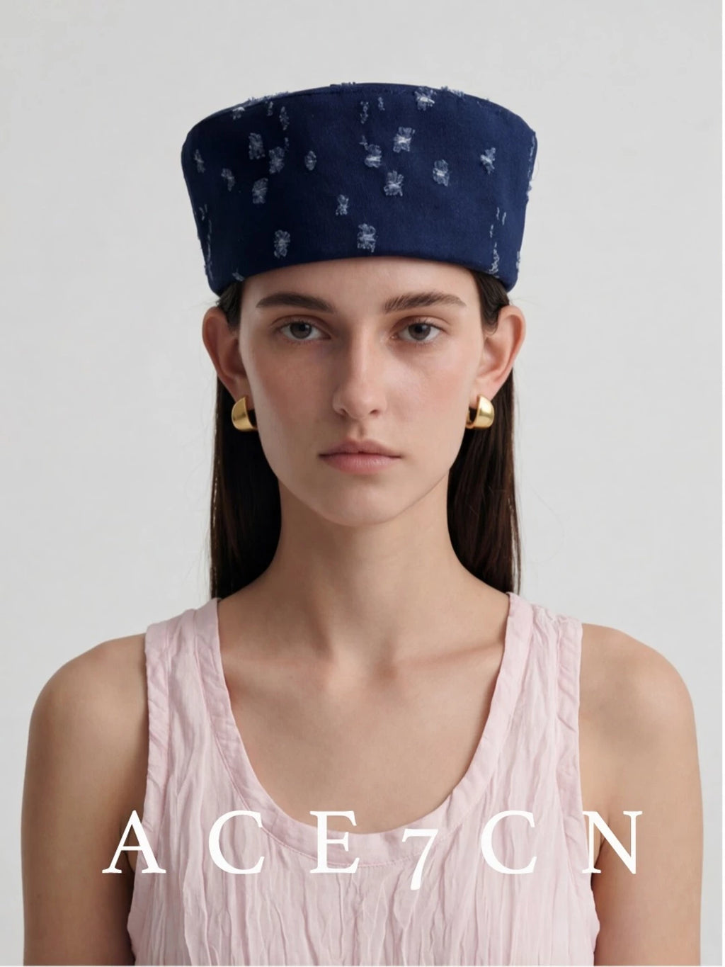Domed Denim Pillbox Hat — ACE7CN