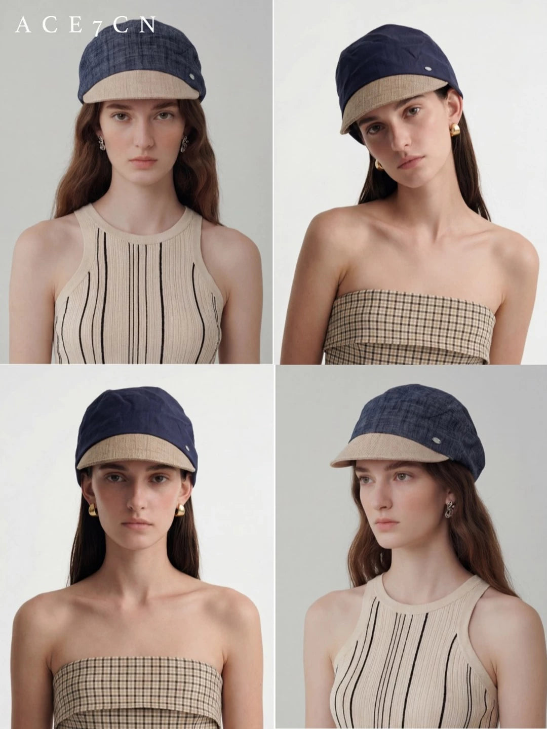 Pleated Linen-Textured Baseball Cap — ACE7CN