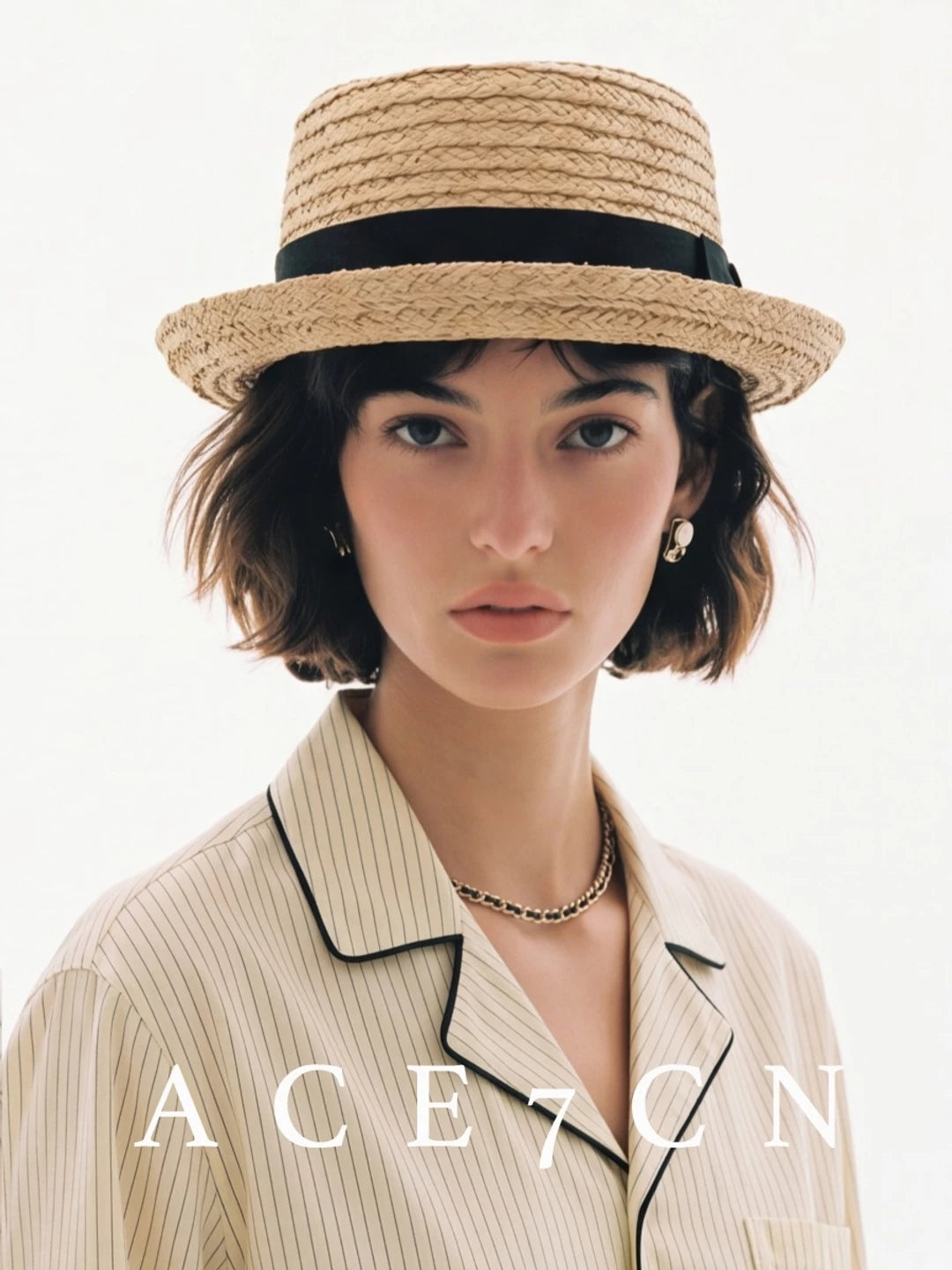 Roll-Brim Raffia Fedora — ACE7CN