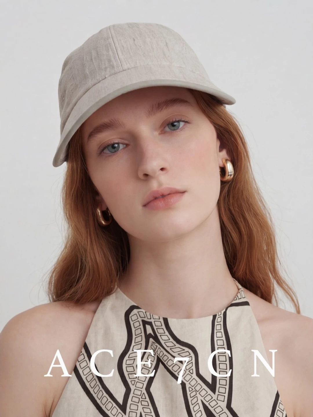 Striped Wide-Brim Cotton-Linen Baseball Cap — ACE7CN