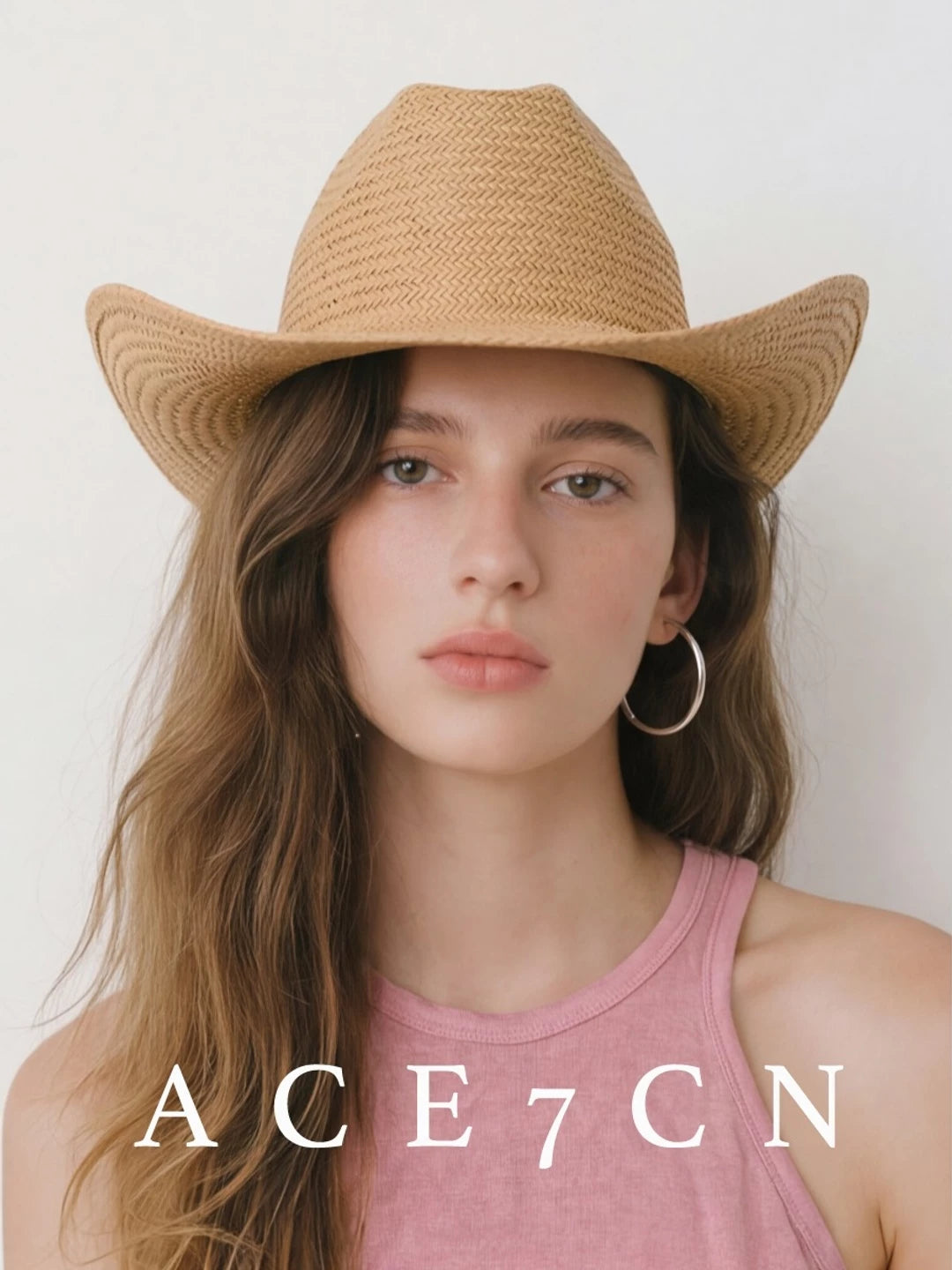 Wide-Brim Paper-Straw Western Hat — ACE7CN
