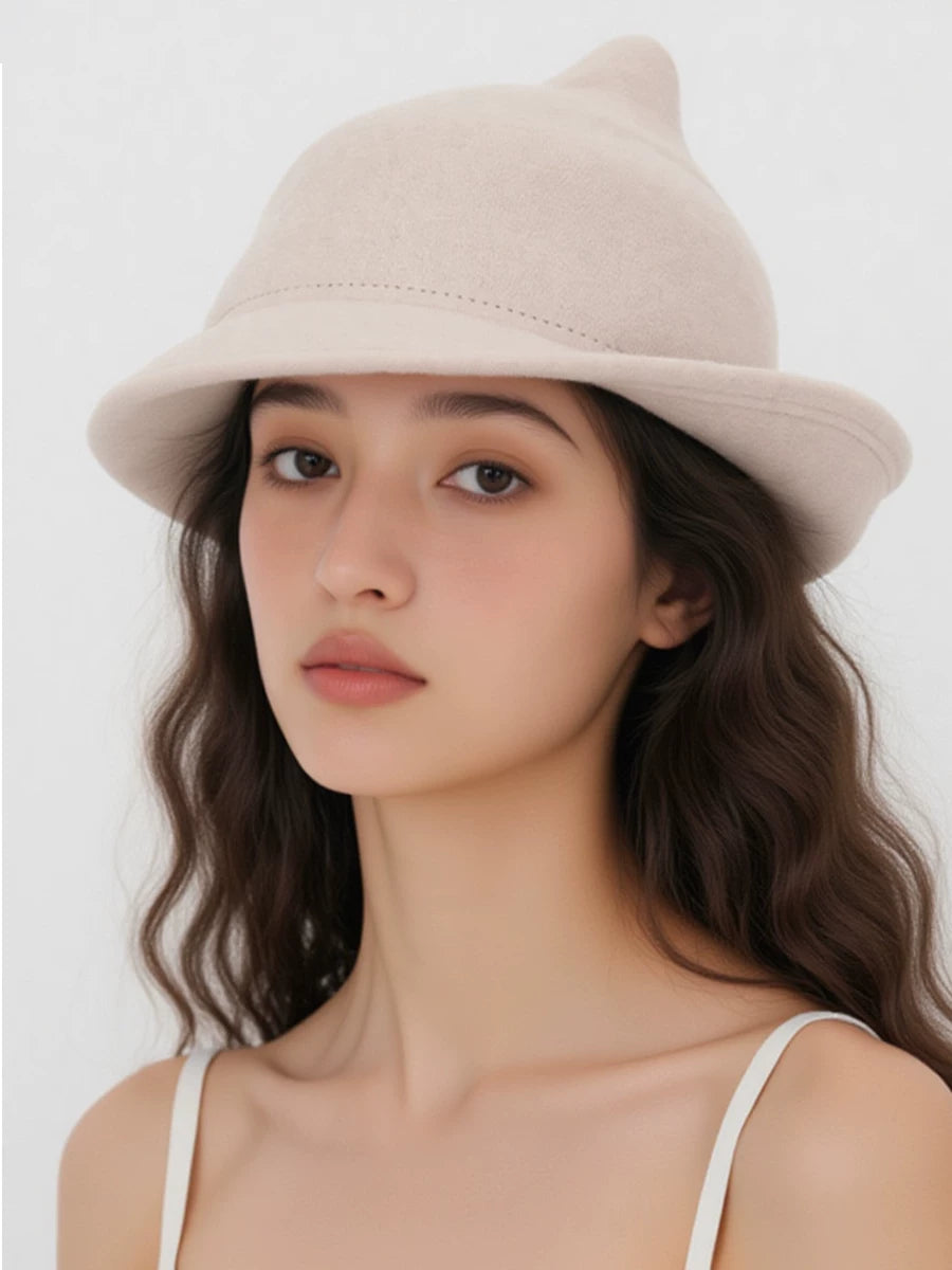 Pointed Roll-Brim Wool Felt Hat — ACE7CN