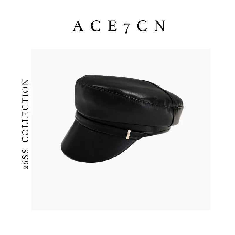 Short-Brim Leather Equestrian Cap — ACE7CN