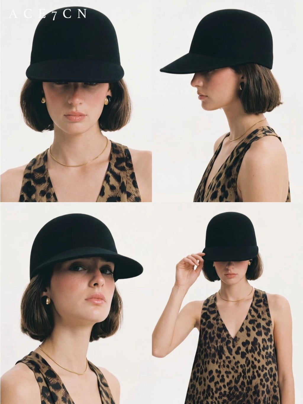 Long-Peak Wool Equestrian Cap — ACE7CN