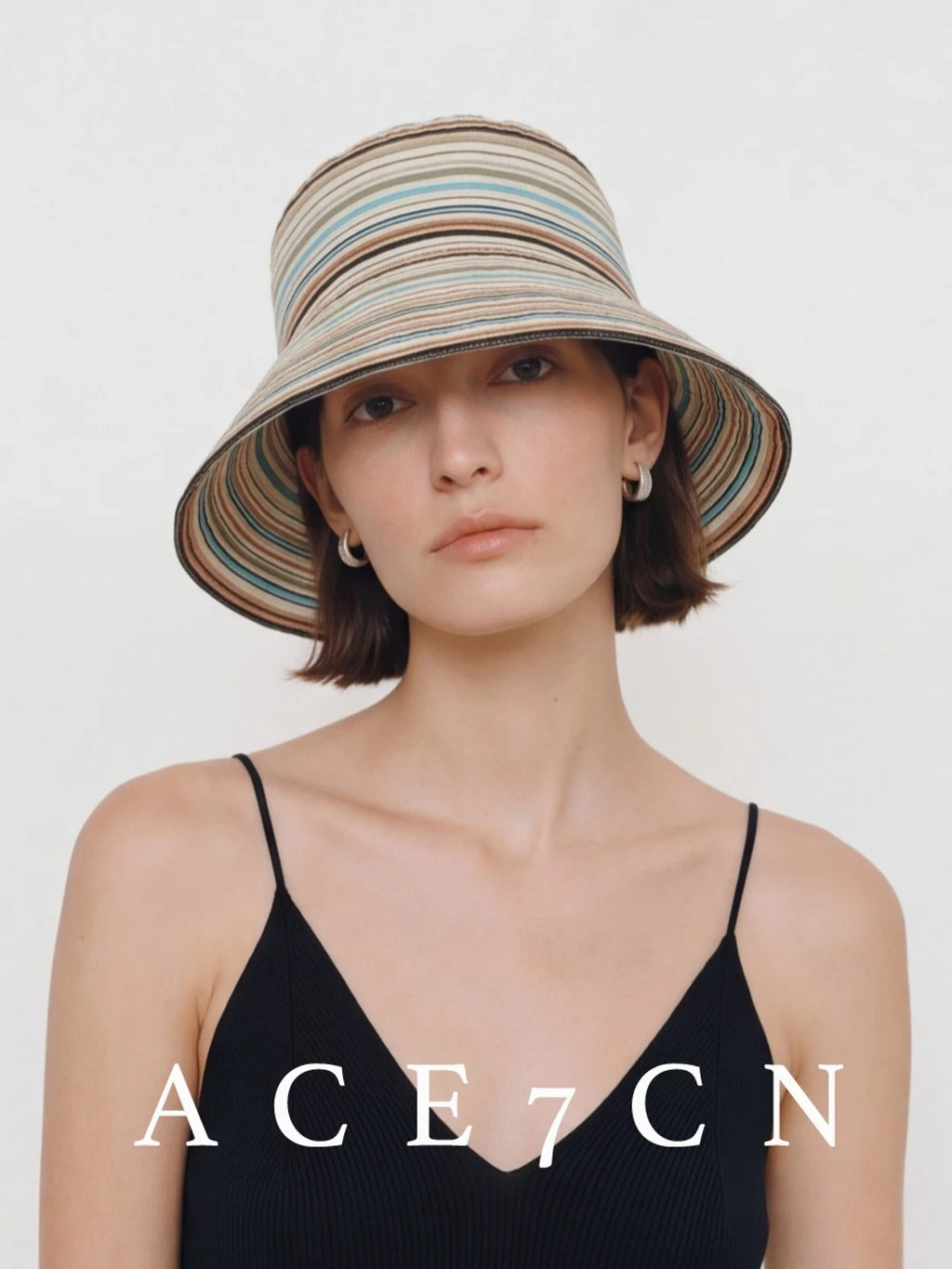 Multi-Stripe Roll-Brim Bucket Hat — ACE7CN