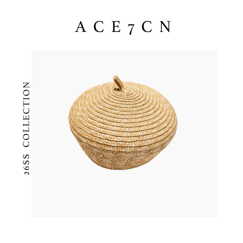Wheat-Straw Pillbox Beret — ACE7CN