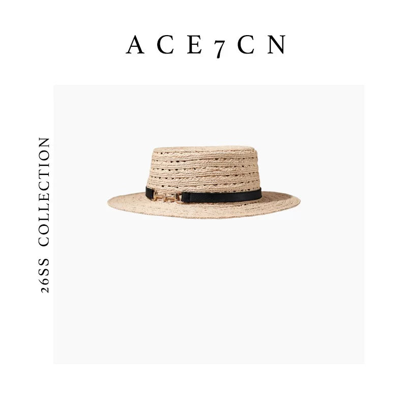 Openwork Wide-Brim Raffia Boater — ACE7CN