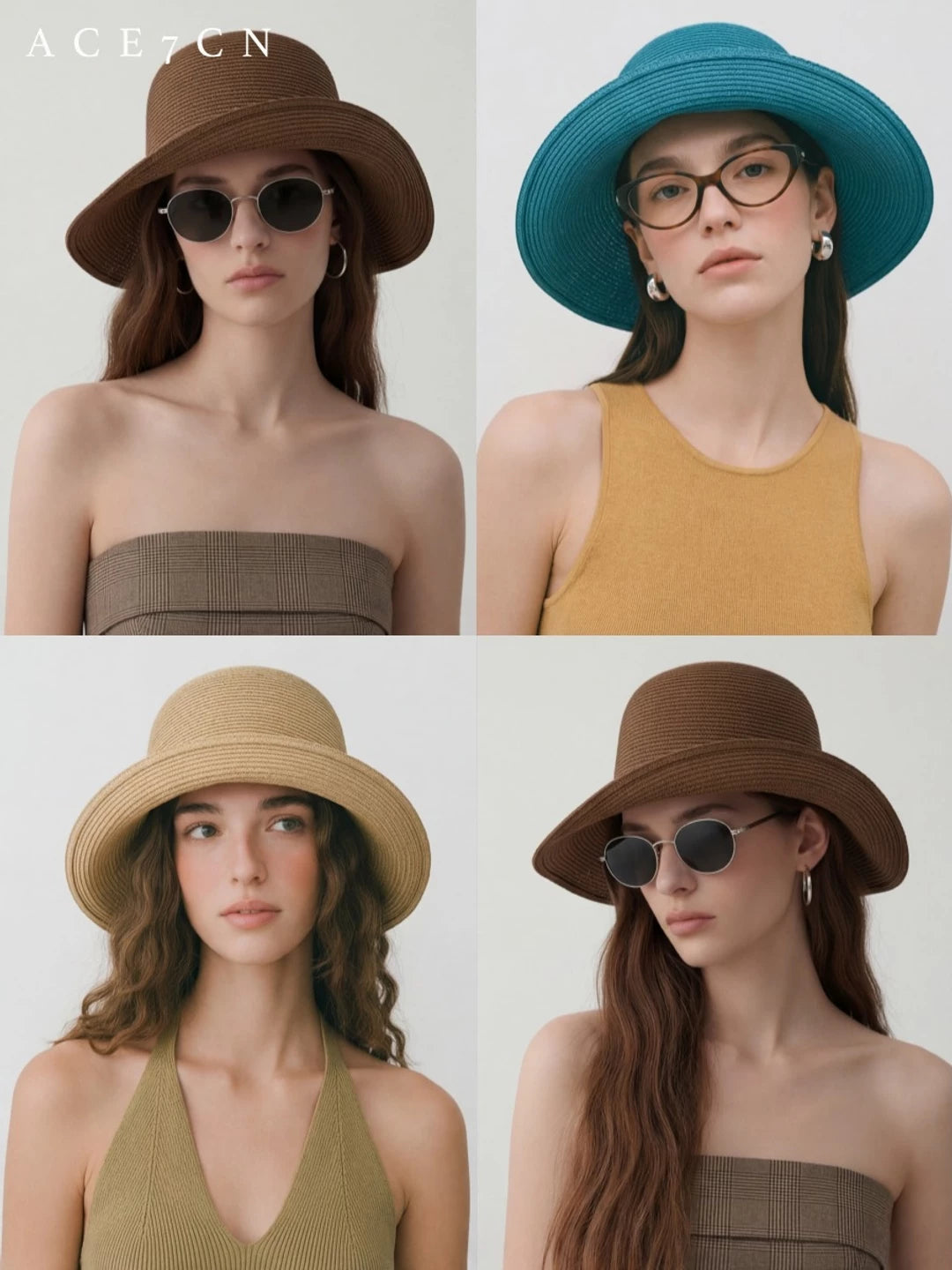 Roll-Brim Straw Bucket Hat — ACE7CN