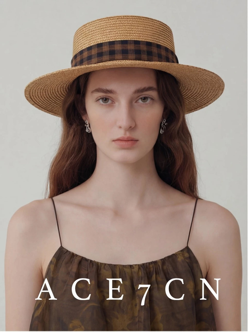 Plaid Straw Fedora — ACE7CN