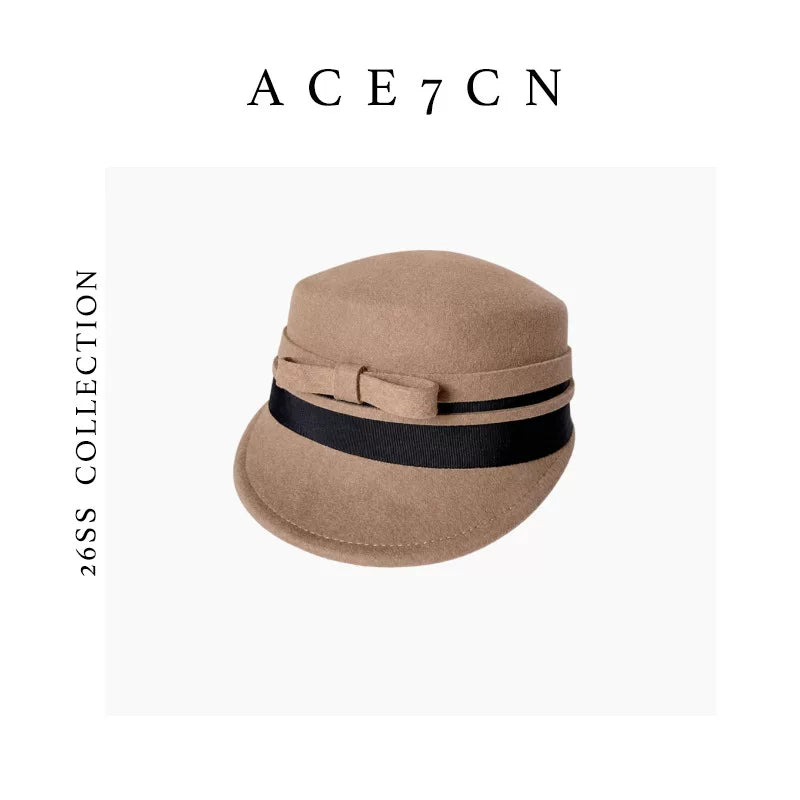 Bow-Detail Wool Felt Equestrian Cap — ACE7CN