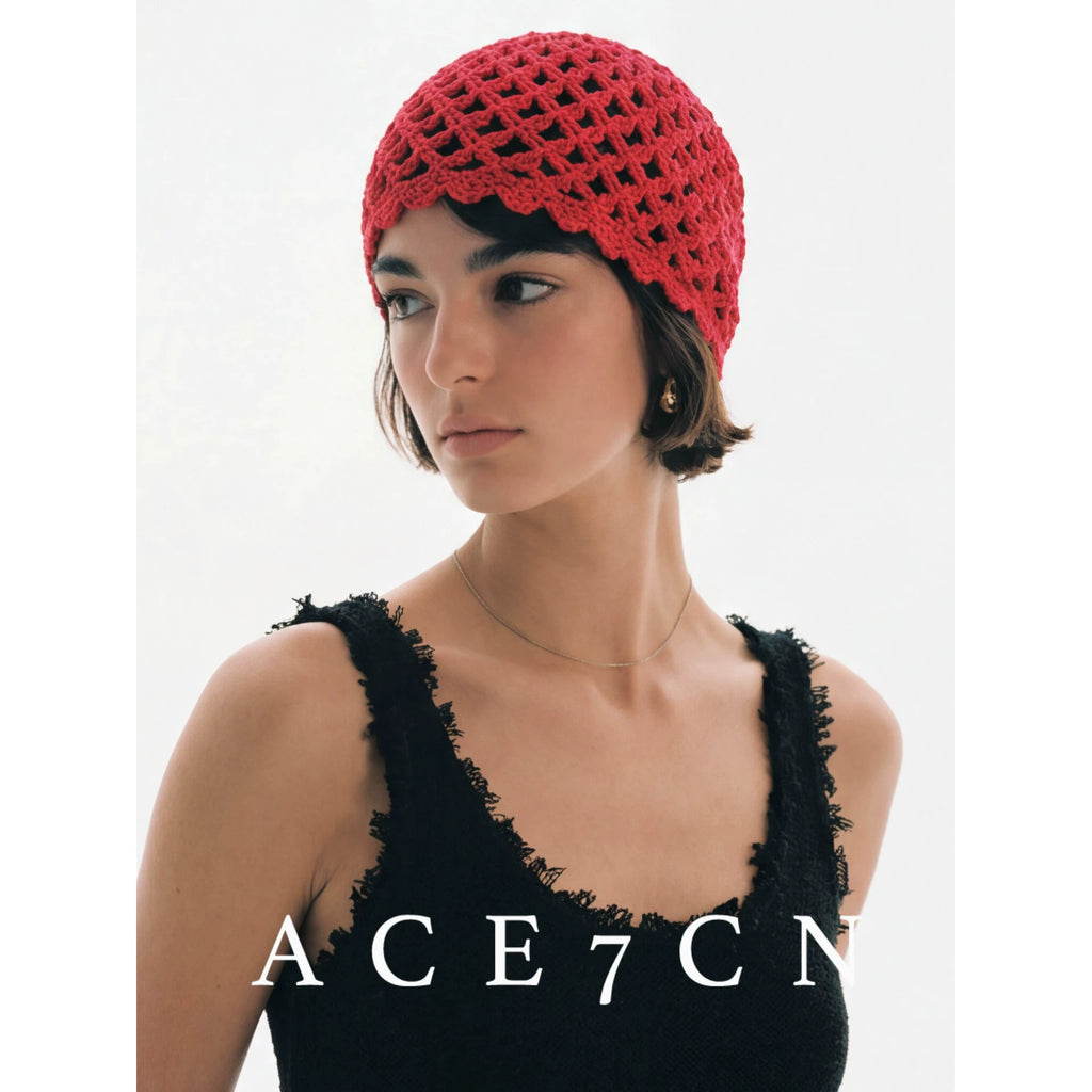 Openwork Hand-Crochet Beanie — ACE7CN