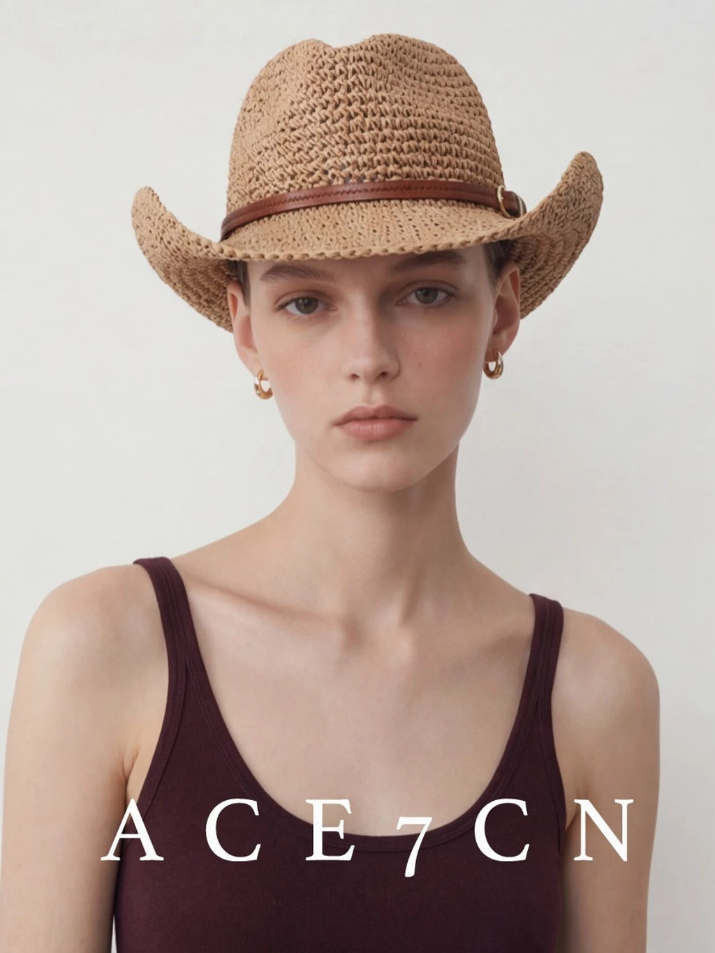 Openwork Straw Western Fedora — ACE7CN