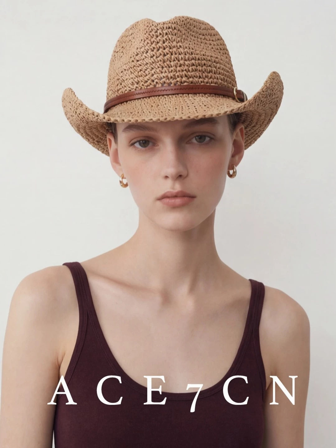 Openwork Straw Western Fedora — ACE7CN