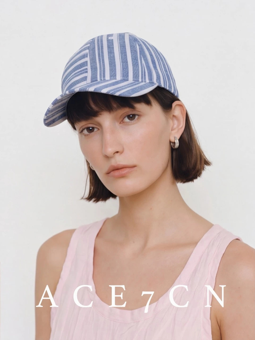Striped Linen Baseball Cap — ACE7CN