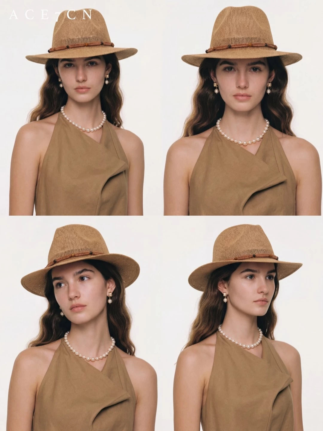 Camel-Tone Straw Panama Hat — ACE7CN