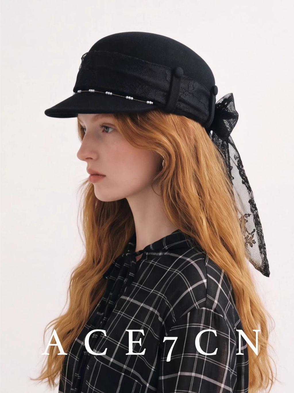 Japanese Niche 100 Wool Riding Hat Lace Bow