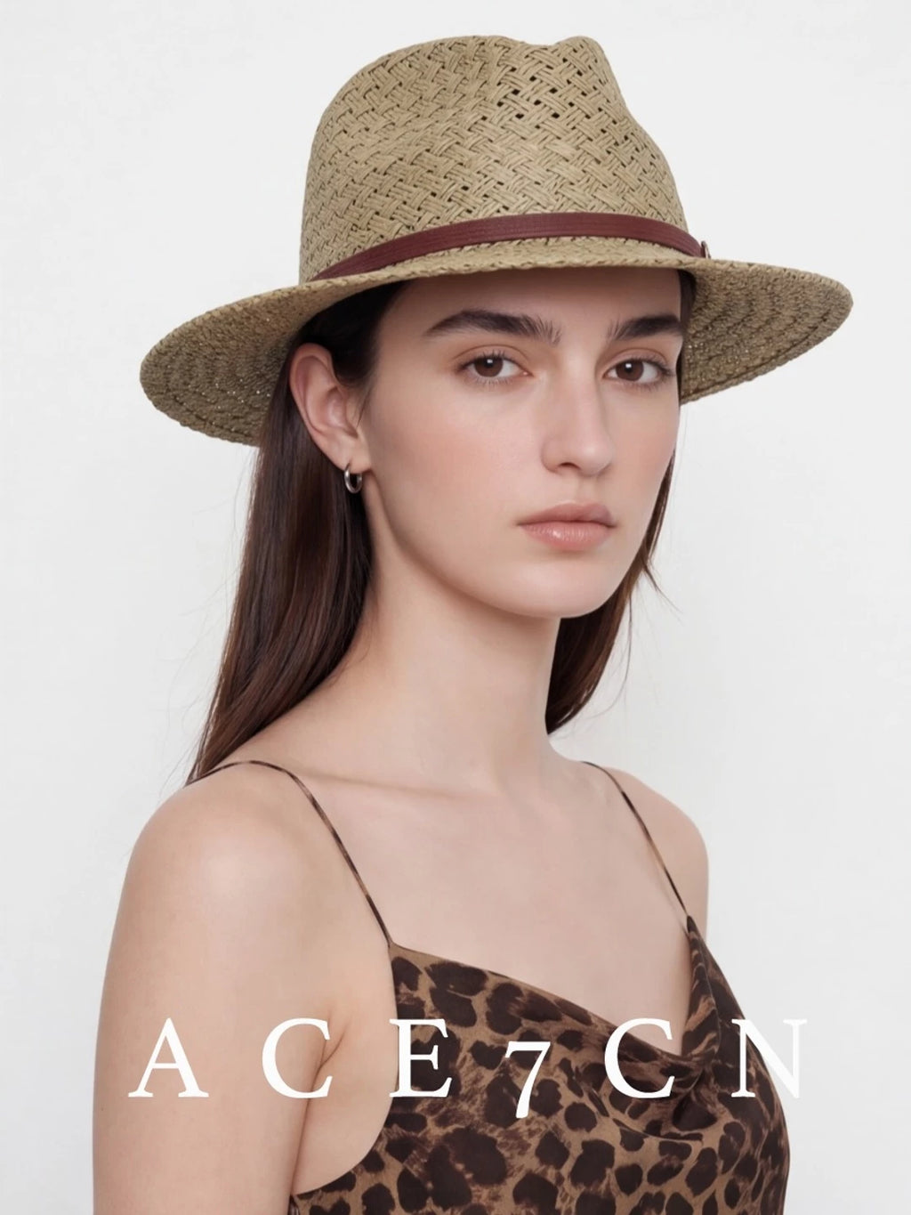 Multicolor Woven Straw Fedora — ACE7CN