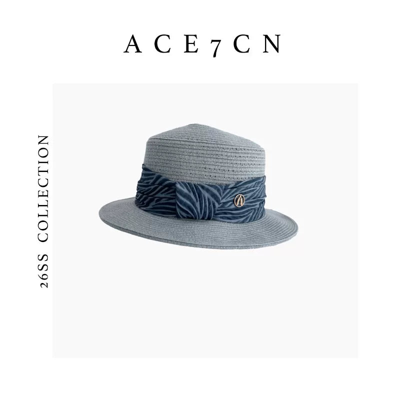 Pleated-Ribbon Wide-Brim Straw Panama Hat — ACE7CN