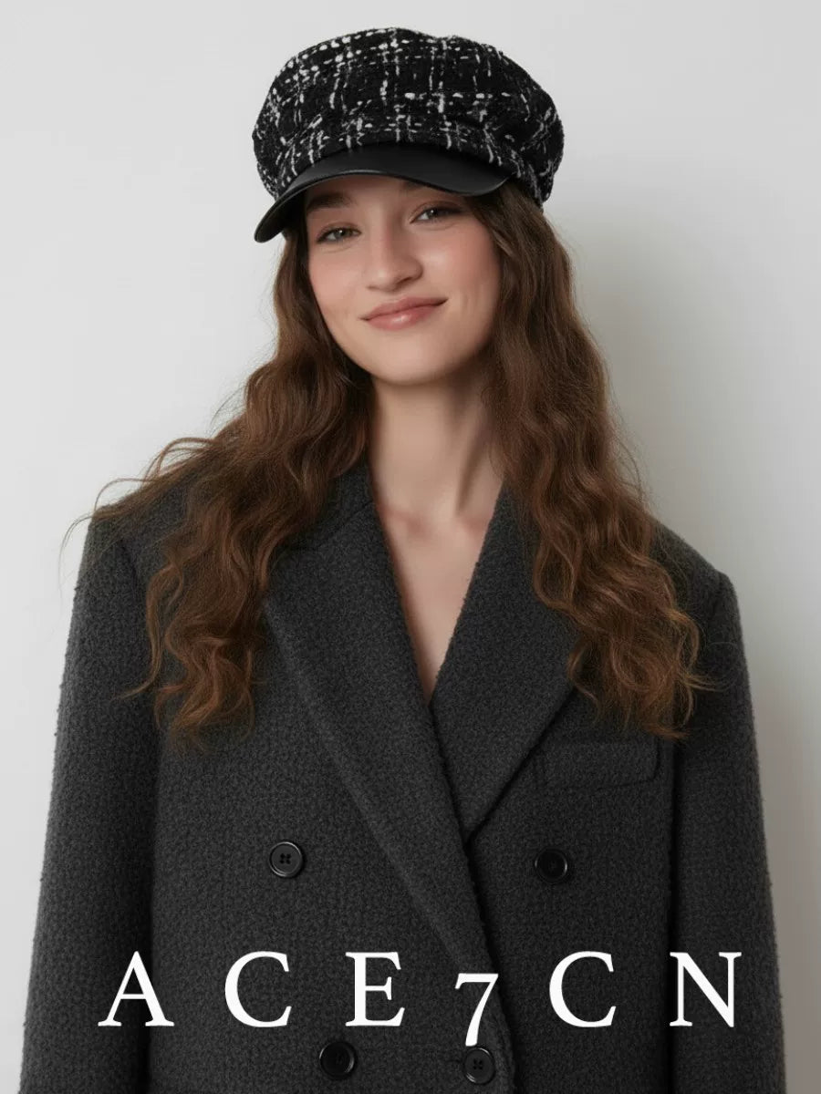 Plaid Tweed Equestrian Cap — ACE7CN