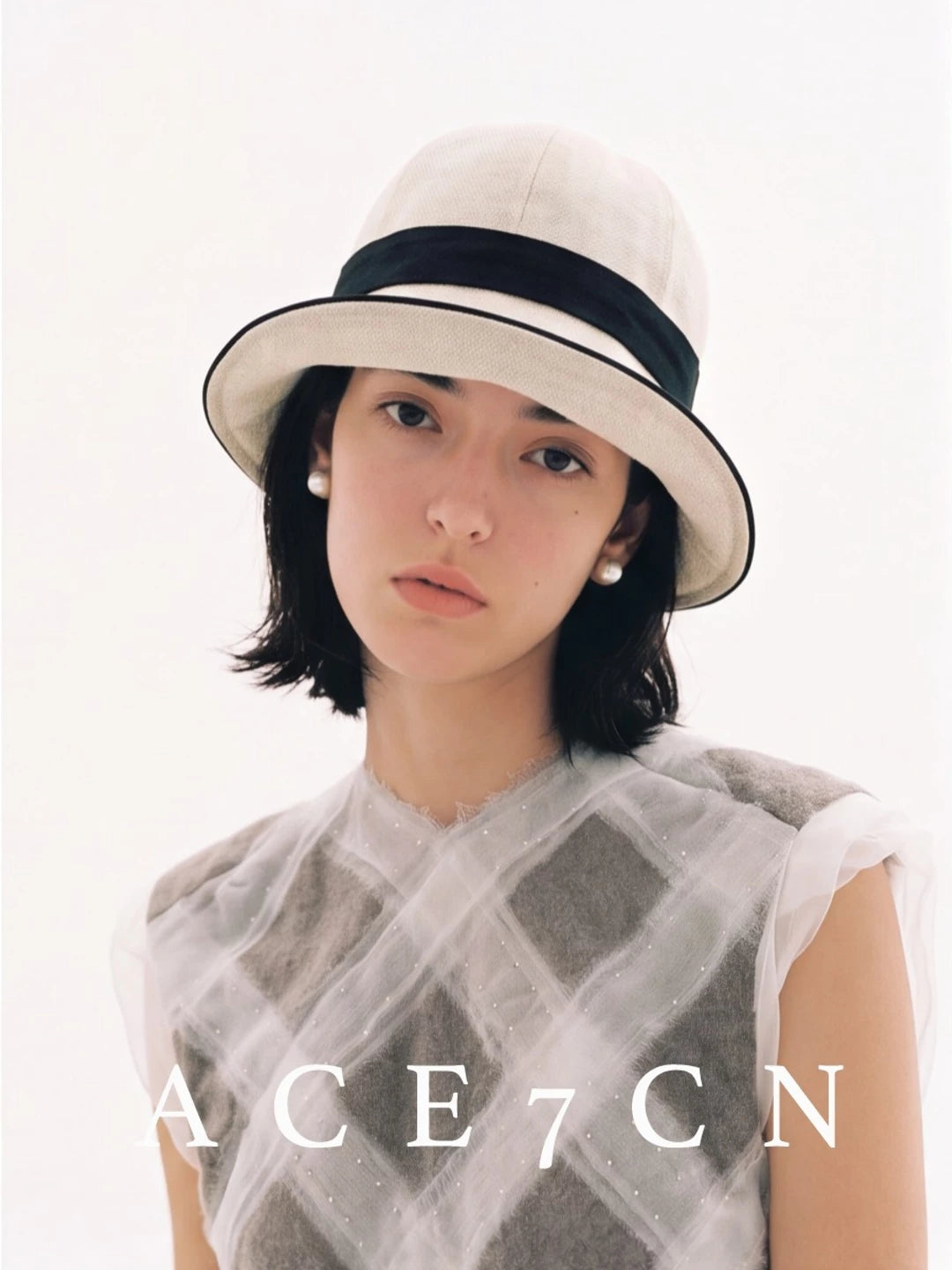Riding-Peak Faux-Linen Bucket Hat — ACE7CN