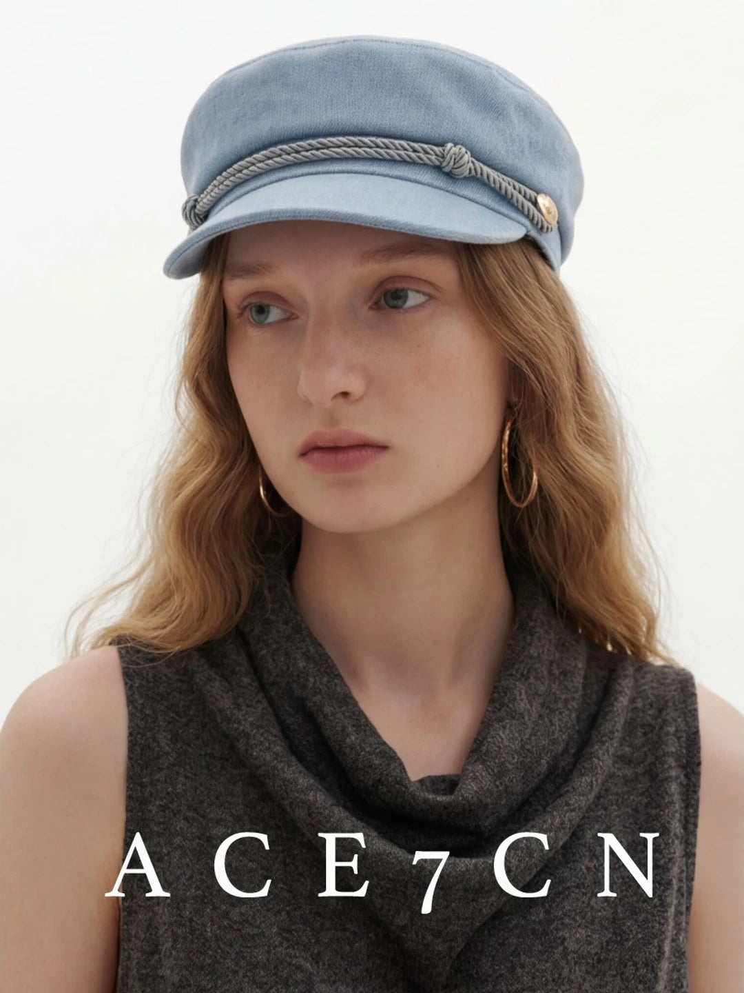 Braided-Cord Newsboy Cap — ACE7CN