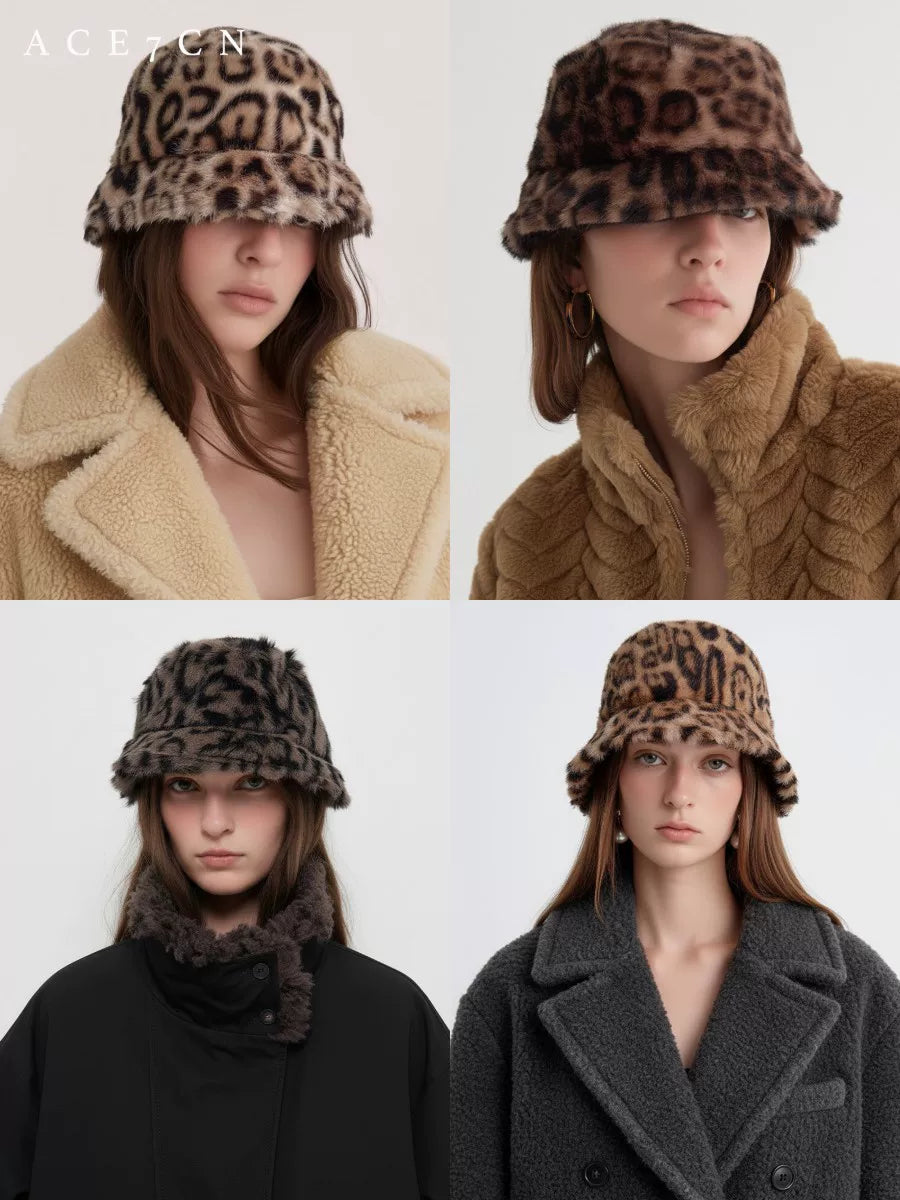 Leopard-Spot Faux-Fur Bucket Hat — ACE7CN