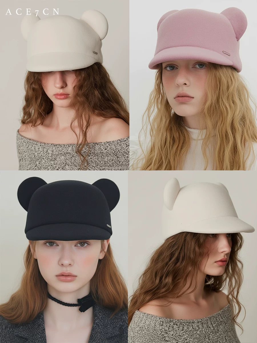 Mouse-Ear Wool-Felt Equestrian Cap — ACE7CN