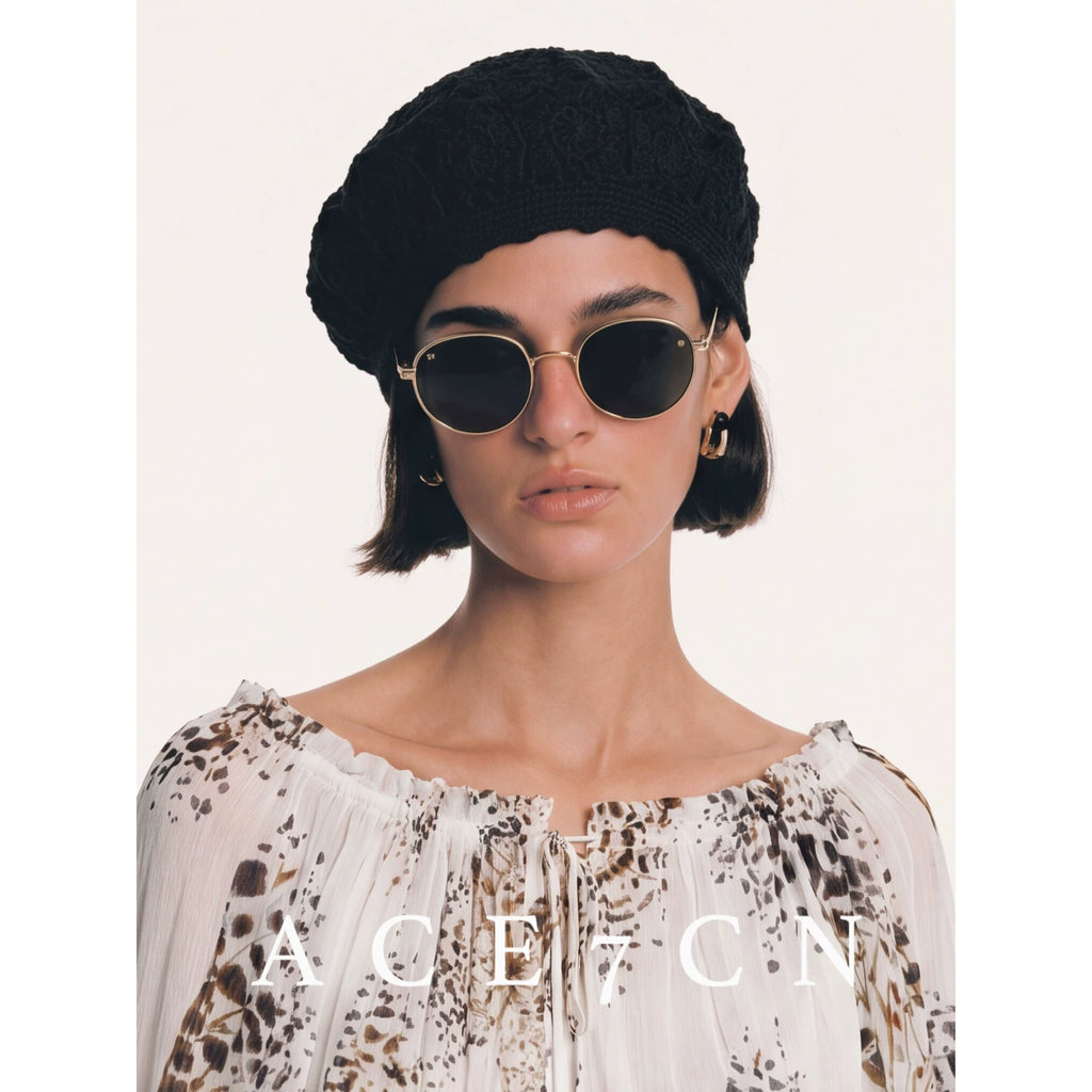 Openwork Crochet Cotton-Linen Beret — ACE7CN