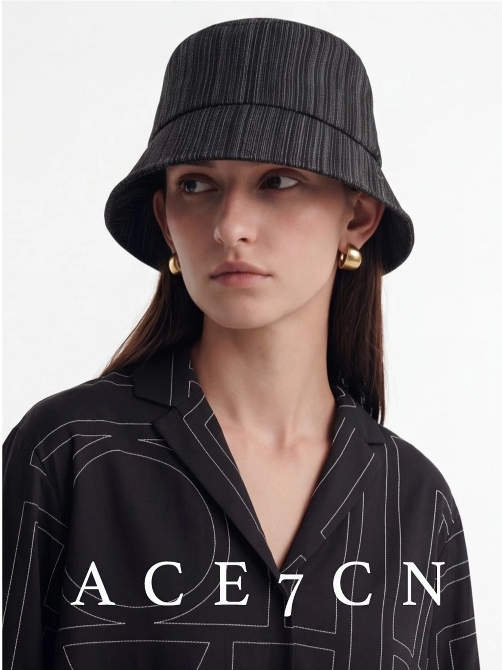 Resin-Texture Linen Bucket Hat — ACE7CN