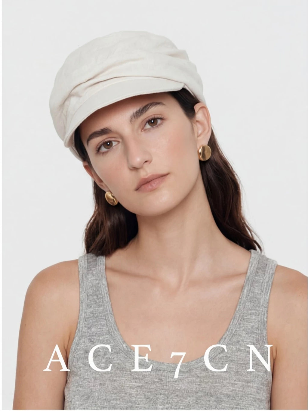 Pleated Linen Newsboy Cap — ACE7CN