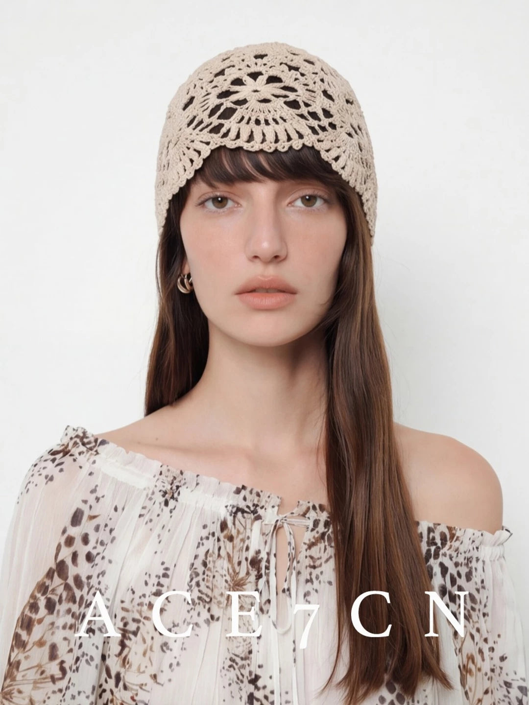 Openwork Knit Wrap Beanie — ACE7CN